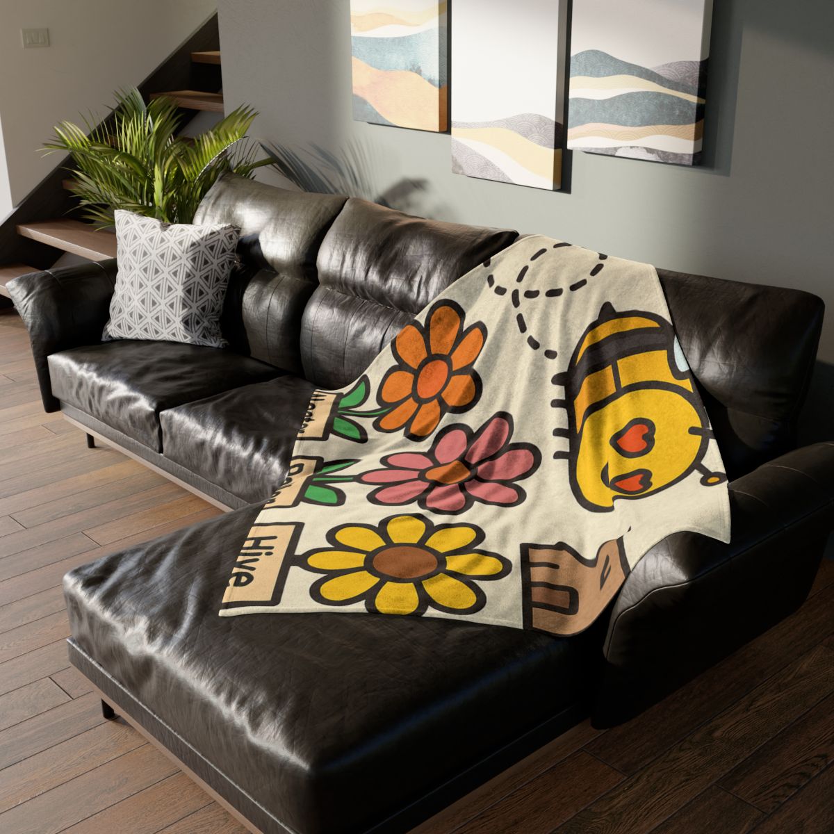 Robot Bee Pollination Map decorative home blankets