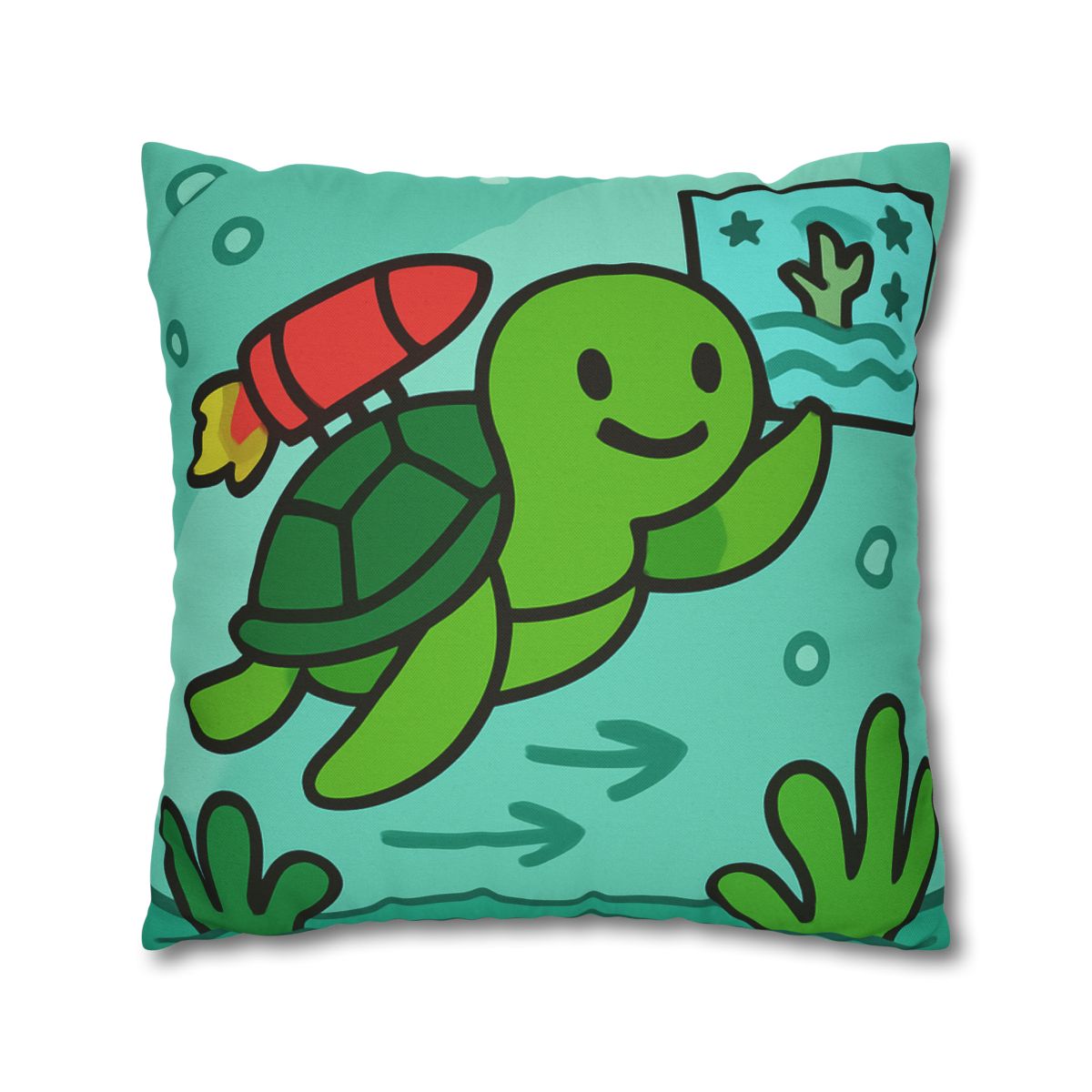 Underwater Rocket Turtle designer print pillow cases