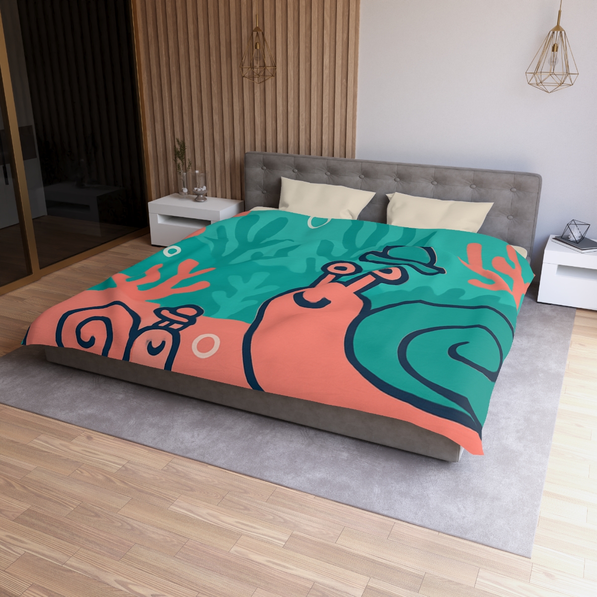 Coral City Snail Parade trendy bedroom duvets