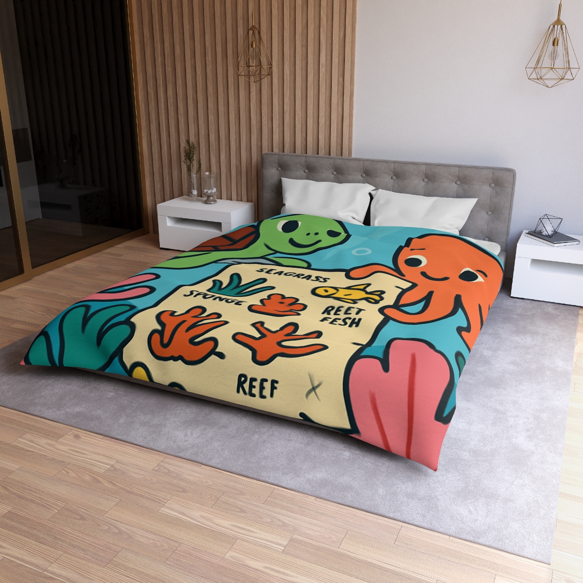 Coral Reef Map Makers personalized bedding duvets