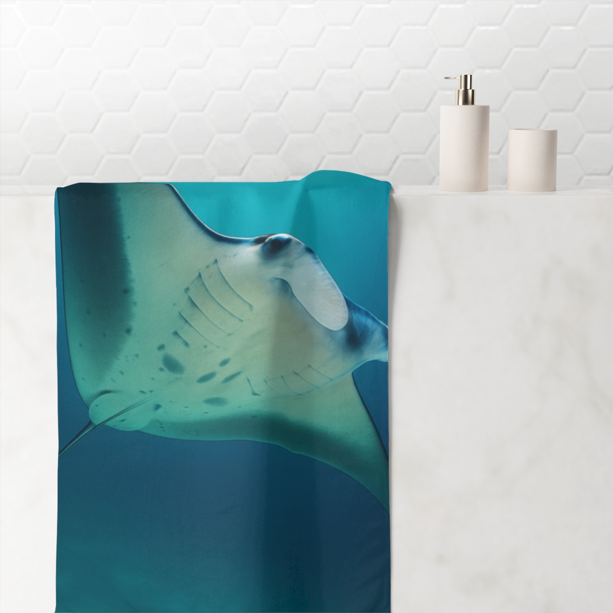 Nebula Glide Manta Ray personalized bath towels