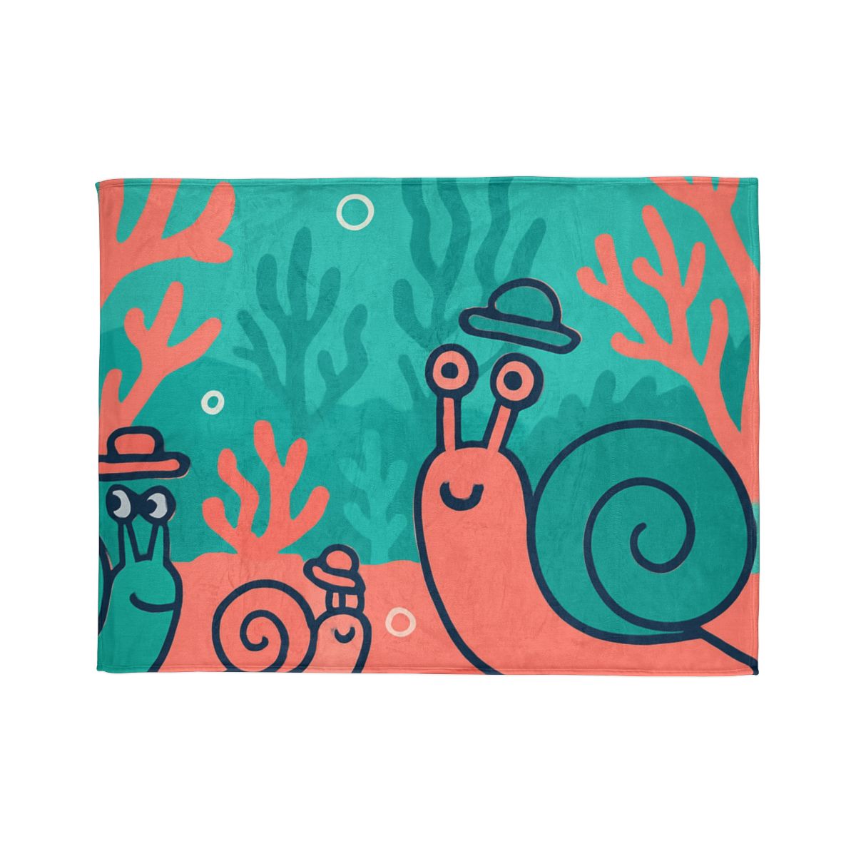 Coral City Snail Parade designer printed blankets