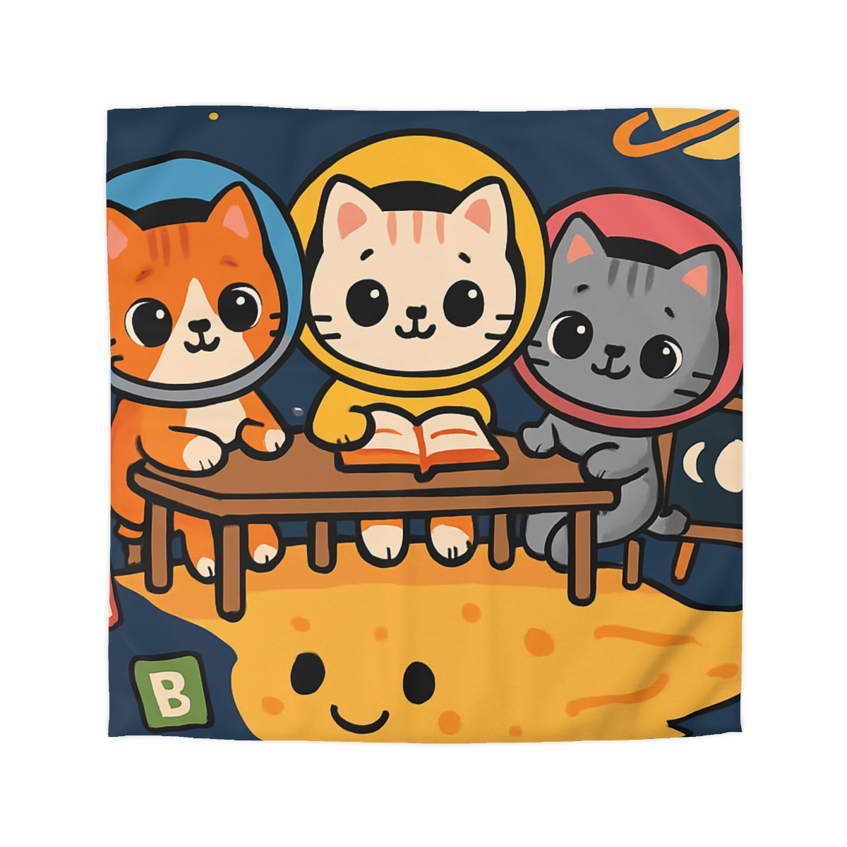 Comet Classroom With Curious Kittens custom duvets