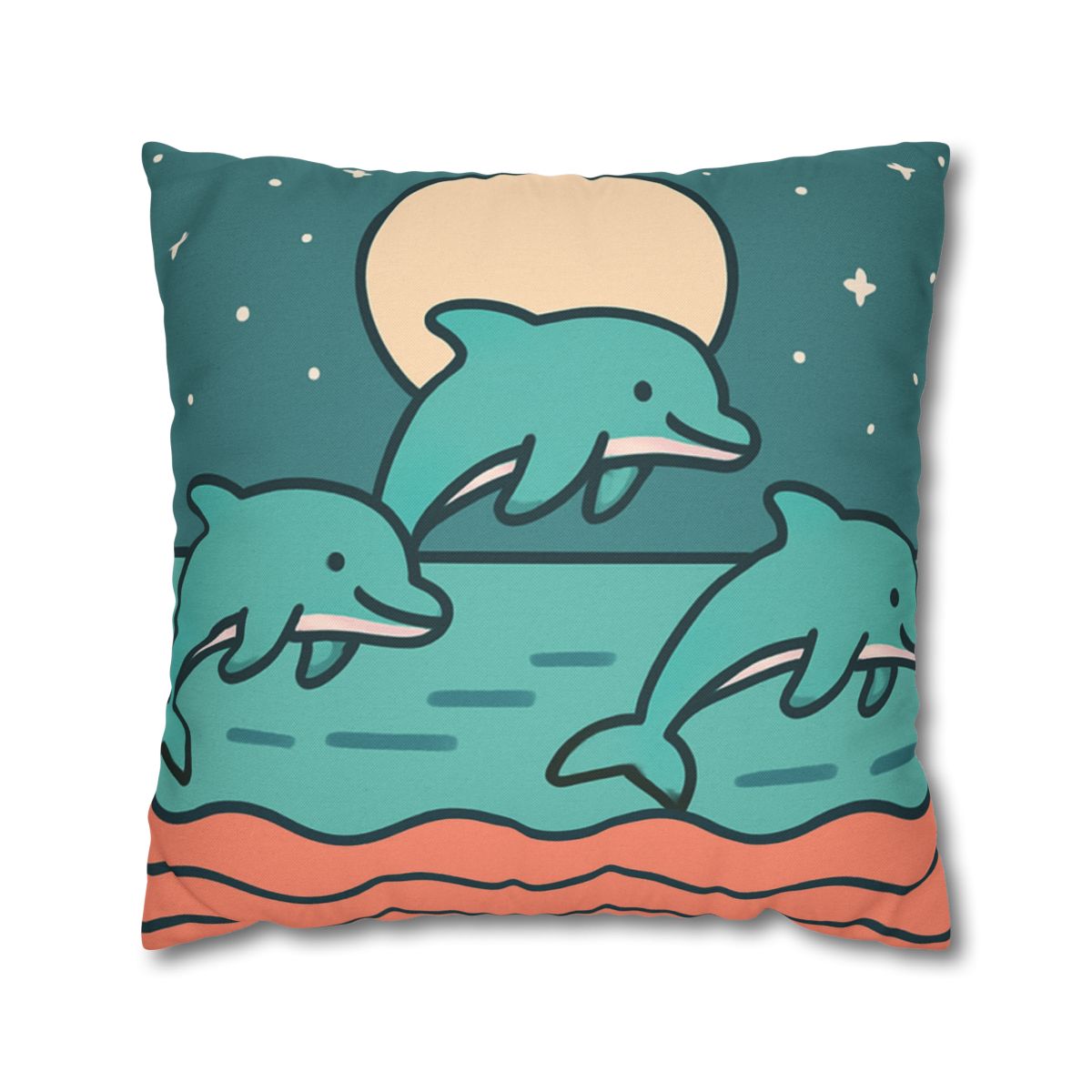 Moonlight Dolphin Parade trendy patterned pillow cases
