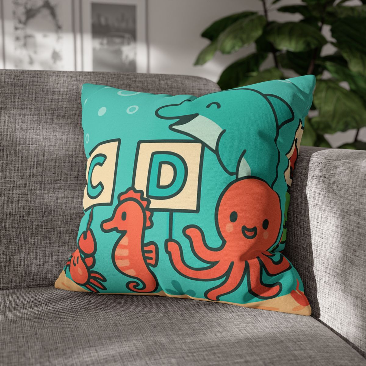 Coral Reef Alphabet Parade custom pillow cases