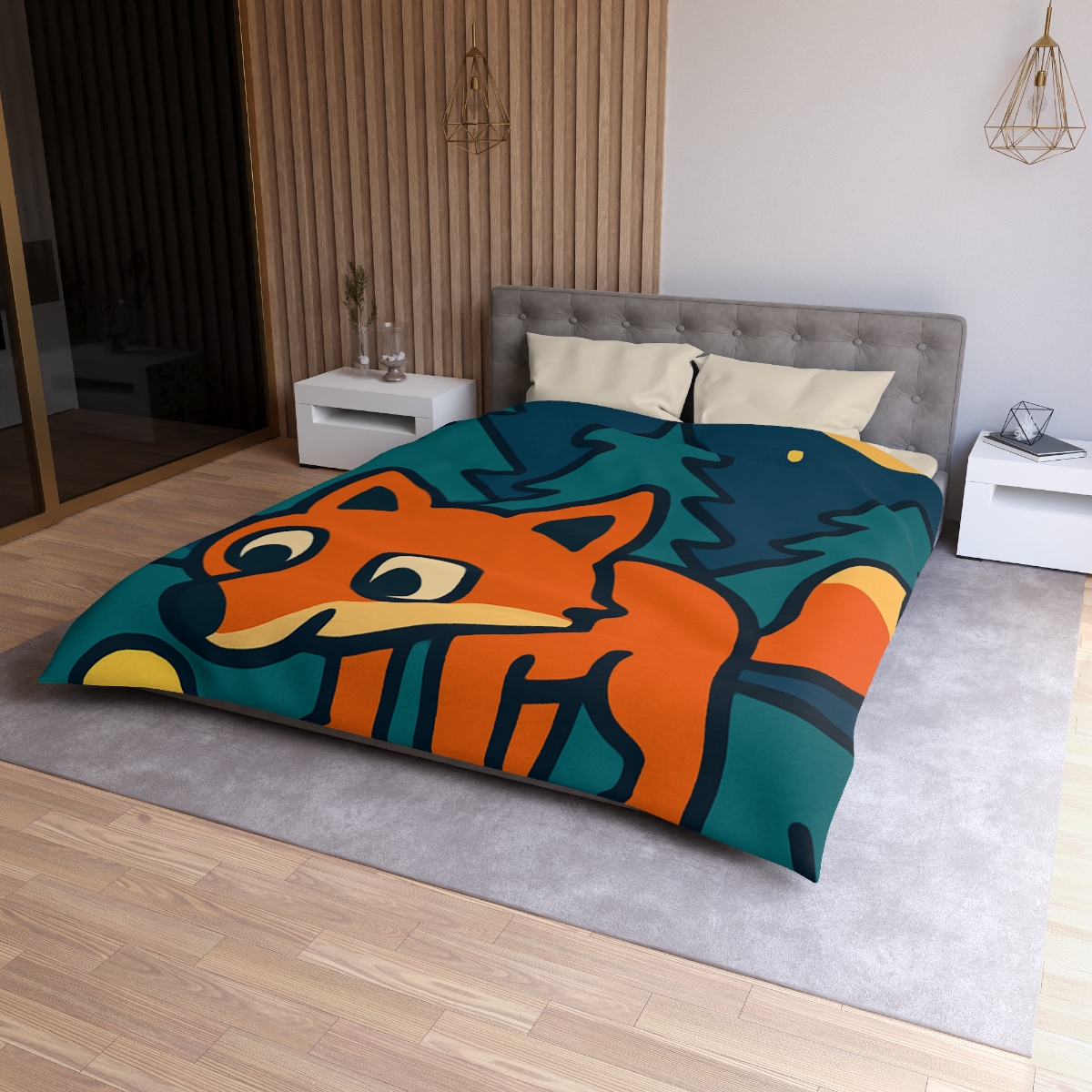 Starlight Forest Fox personalized bedding duvets