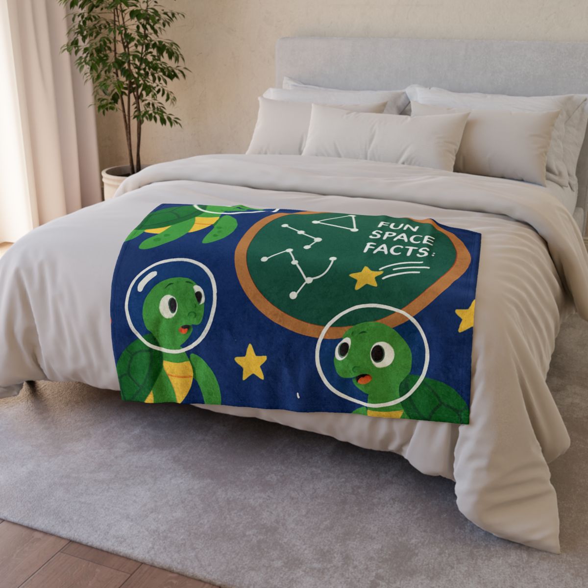 Space School Of Curious Sea Turtles trendy patterned blankets