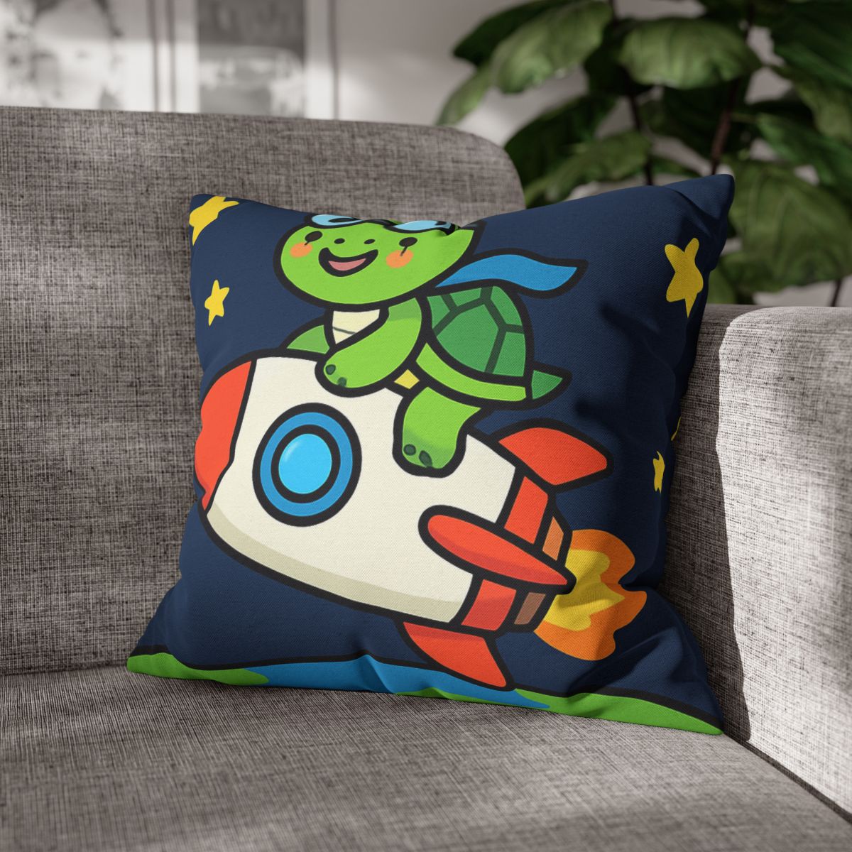 Rocket Riding Turtle To The Moon custom pillow cases