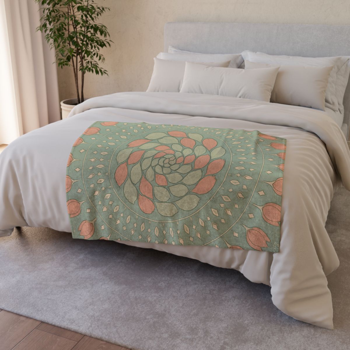 Bud Spiral Mandala custom blankets