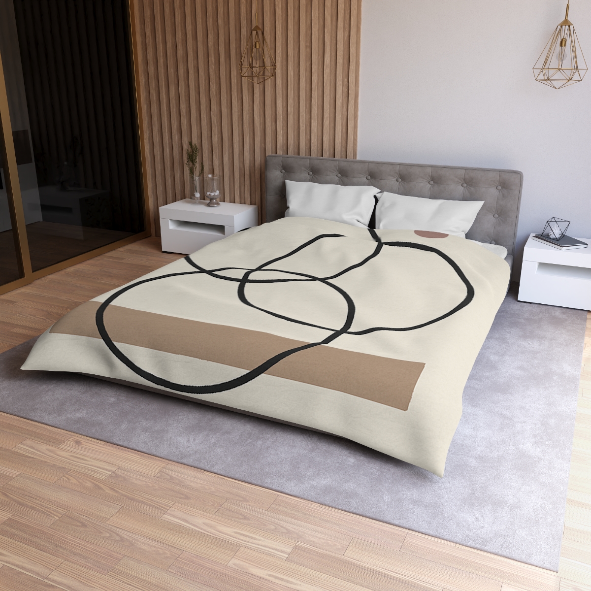 Staggered Rings And Slim Bar personalized bedding duvets