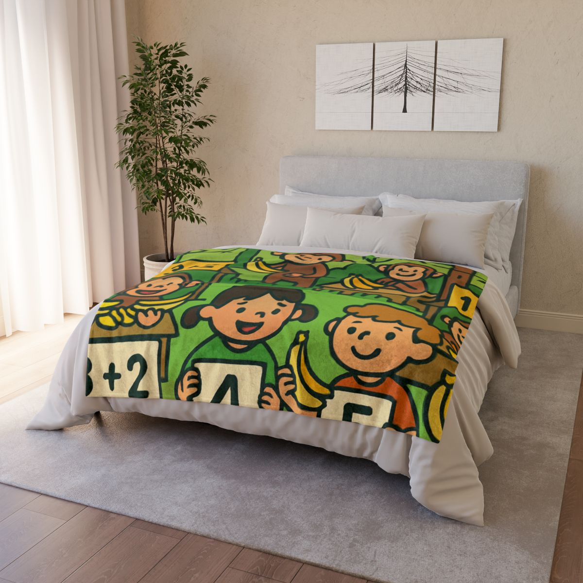 Jungle Math Monkey Market custom blankets