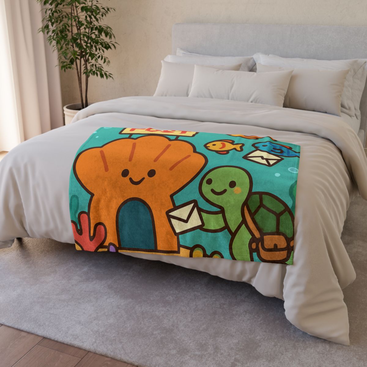 Coral Reef Post Office With Turtle Mail Carrier unique gift blanketscustom blankets
