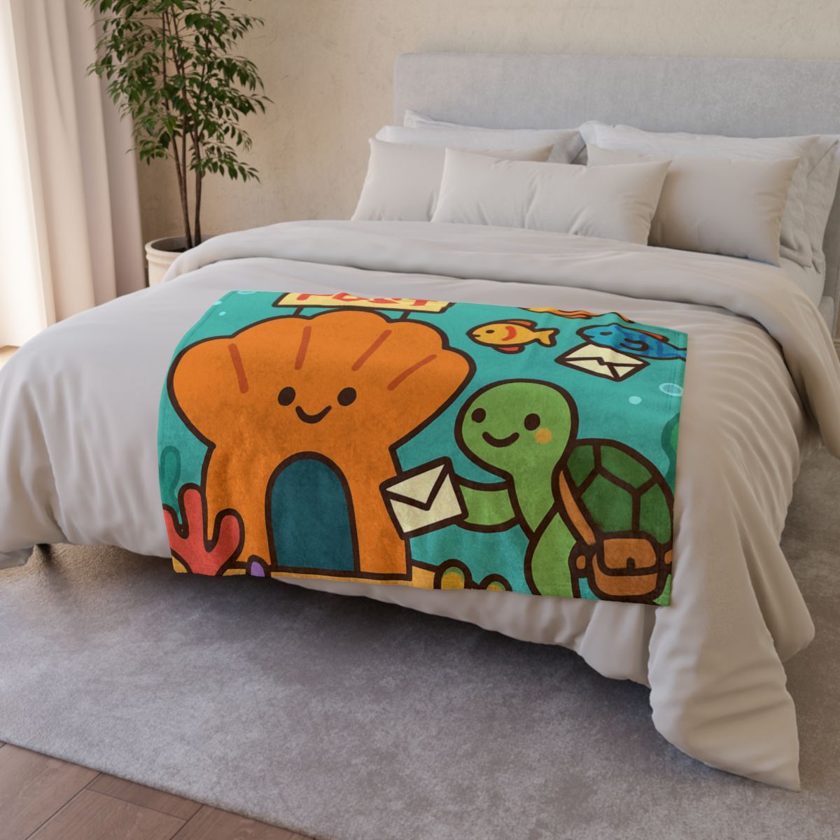 Coral Reef Post Office With Turtle Mail Carrier unique gift blanketscustom blankets