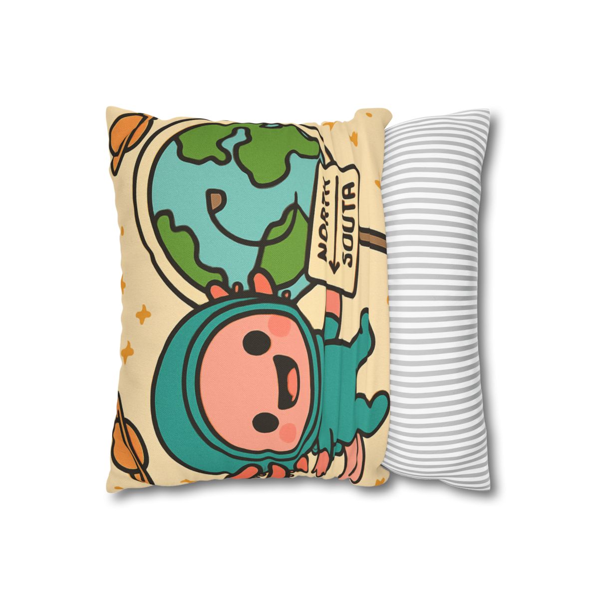 Luna The Axolotl Astronaut And The Bubble Planet Map custom pillow cases