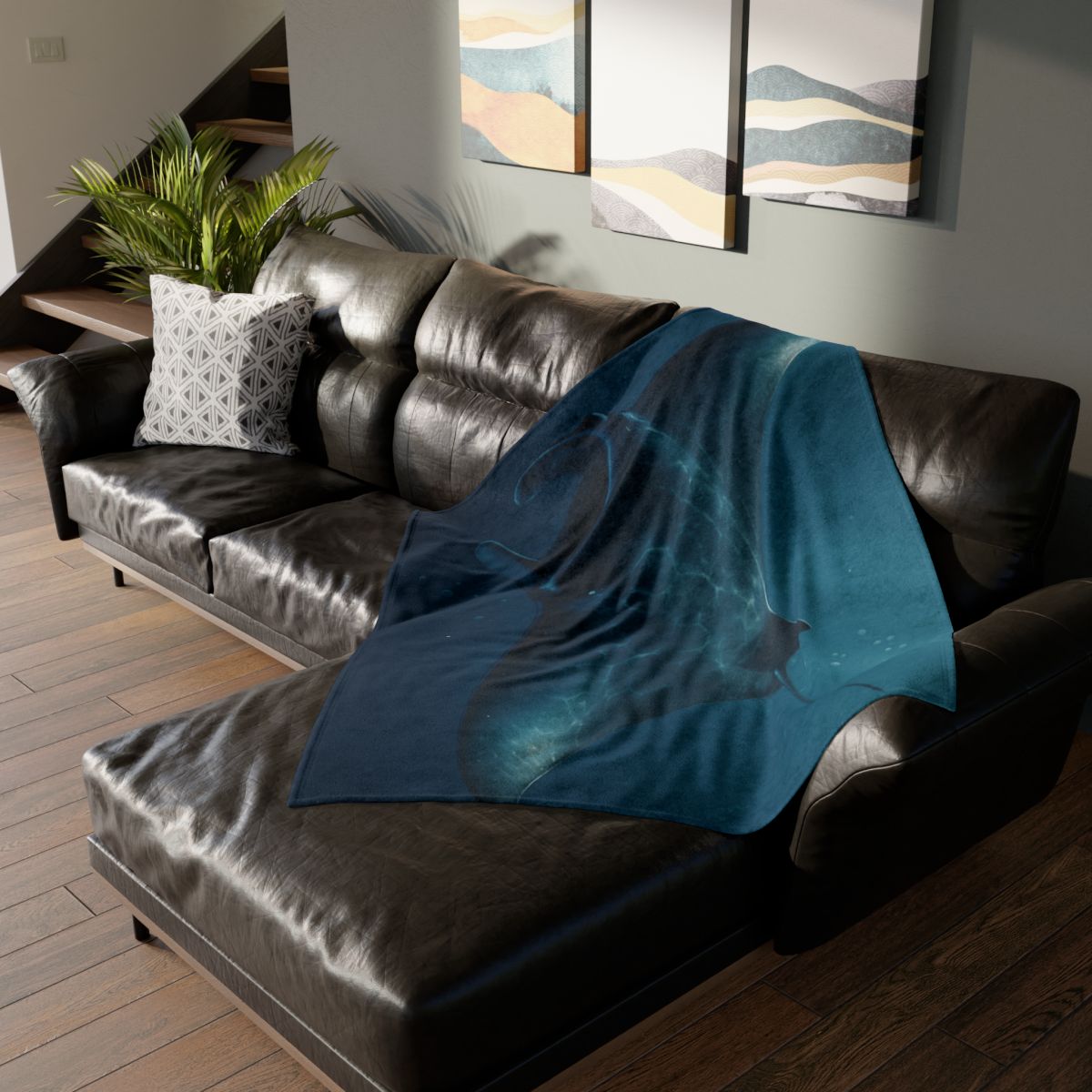 Starlit Surge Manta Ray stylish throw blankets