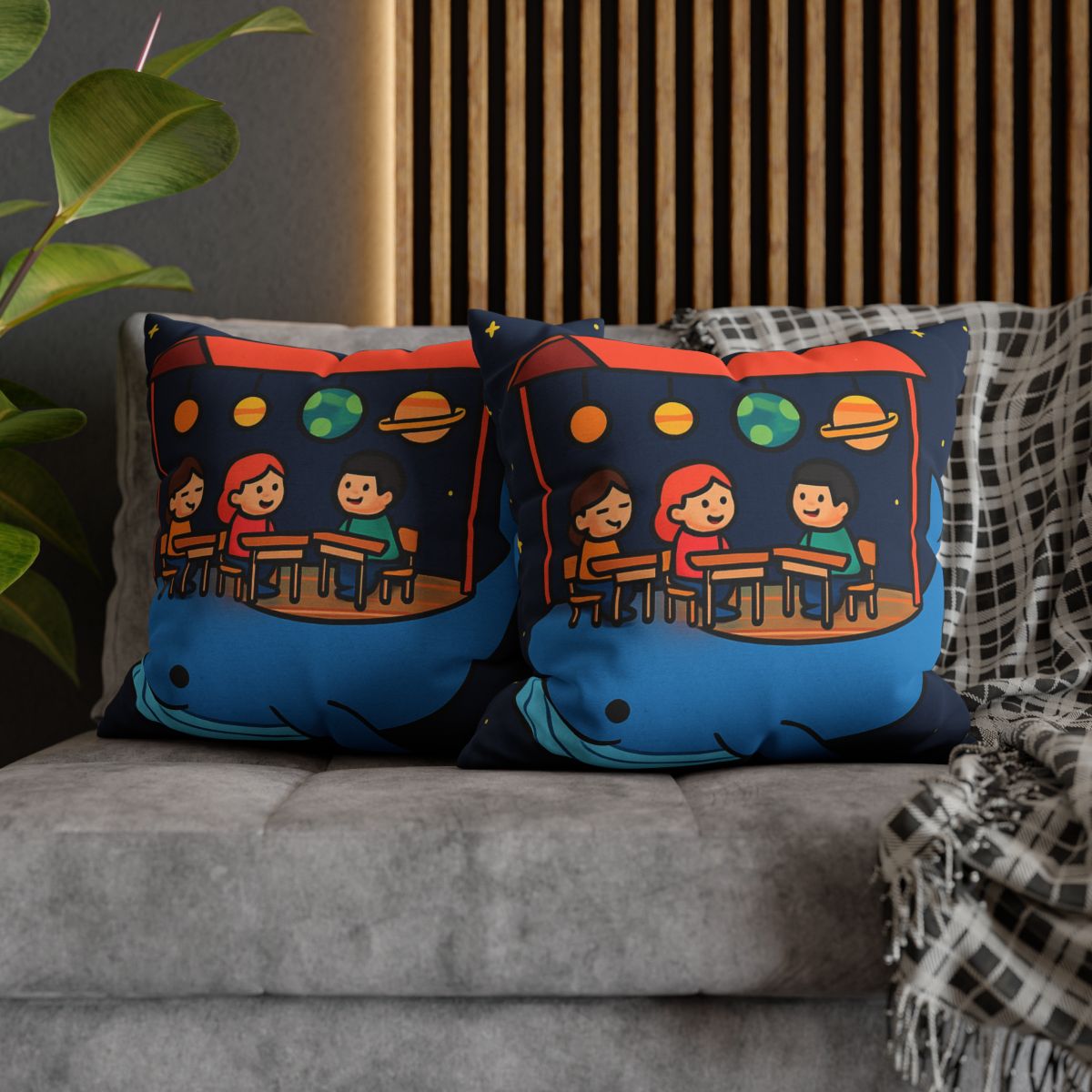Cosmic Whale Classroom personalized pillow covers