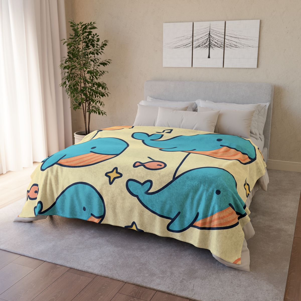 Cosmic Whale Parade soft fleece blankets