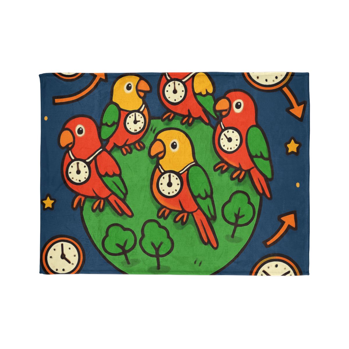 Time Traveling Parrot Planet personalized cozy blankets