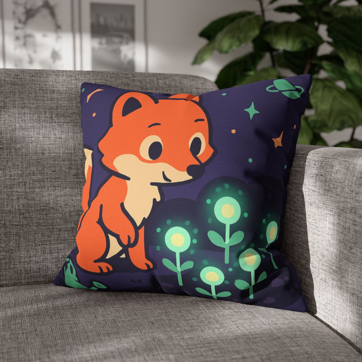 Galaxy Garden Fox personalized pillow covers