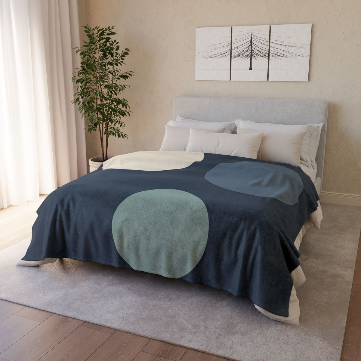 Staggered Circle Trio designer printed blankets