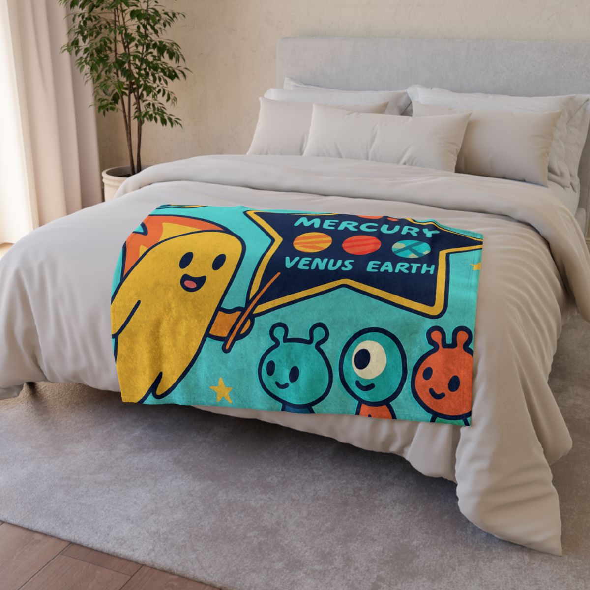 Comet Classroom On A Floating Asteroid personalized cozy blankets