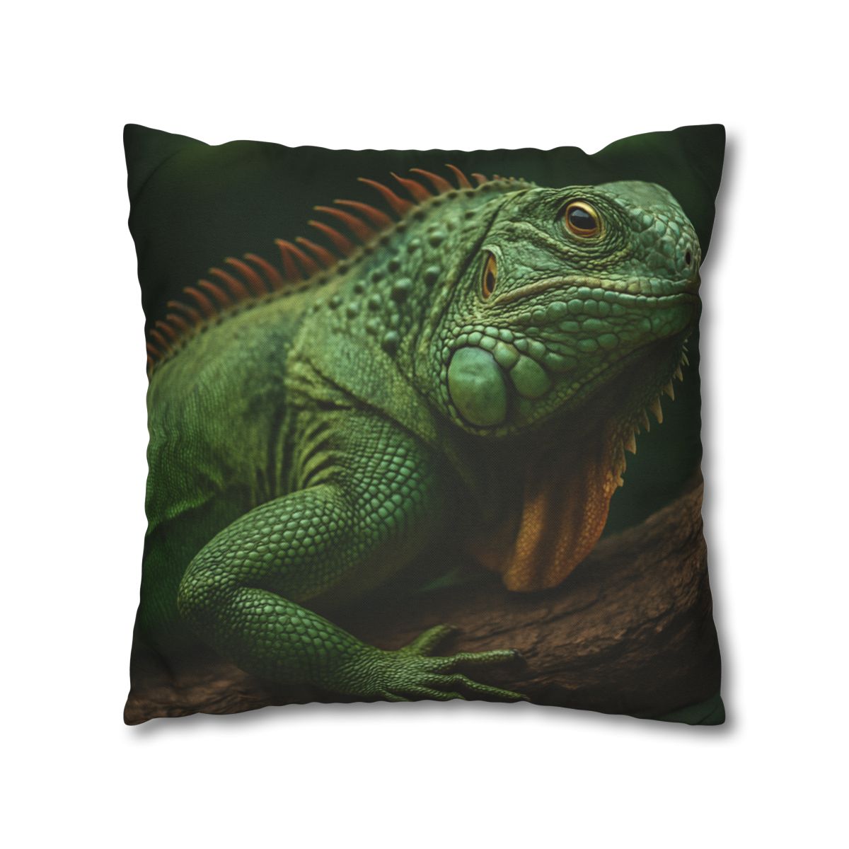 Sunlit Perch Green Iguana designer print pillow cases