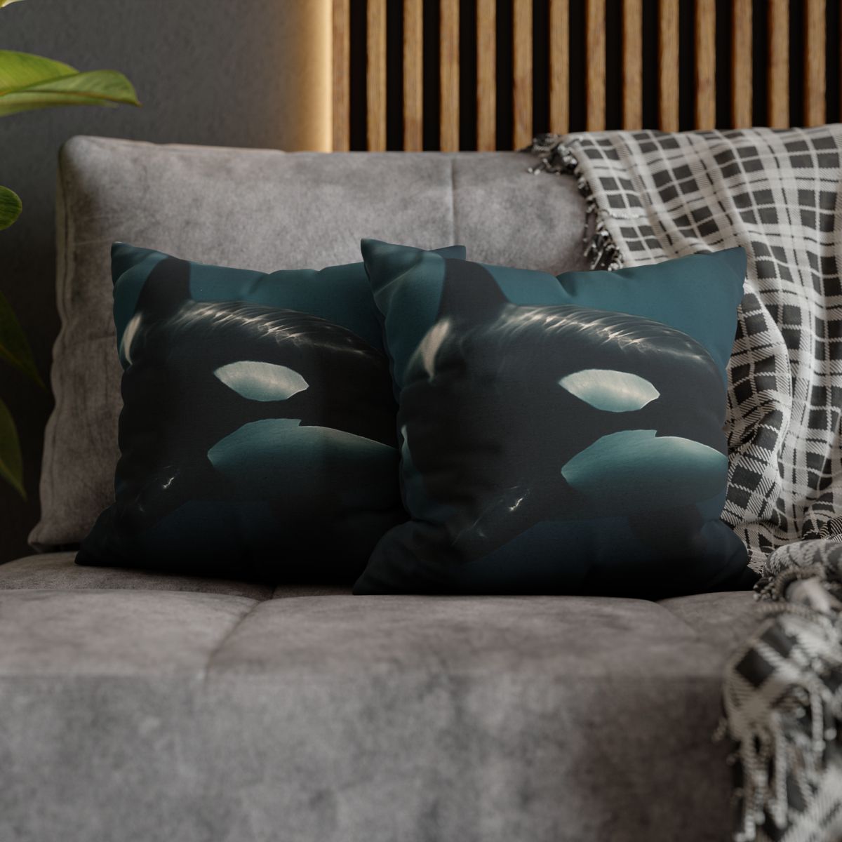 Tidal Shadow Orca soft cotton pillow cases