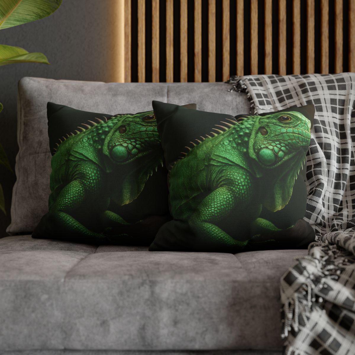 Mirror Glide Green Iguana comfortable bedding pillow covers