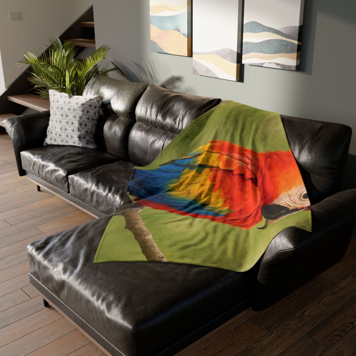 Crimson Cascade Scarlet Macaw unique gift blanketscustom blankets