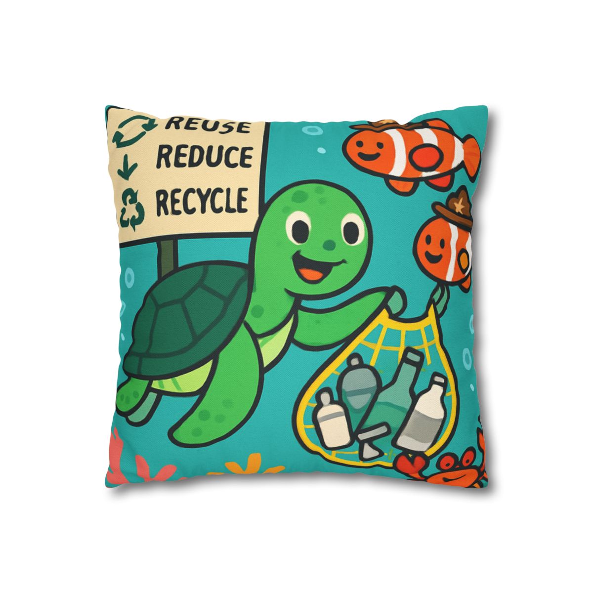 Coral Reef Recycling Rangers designer print pillow cases