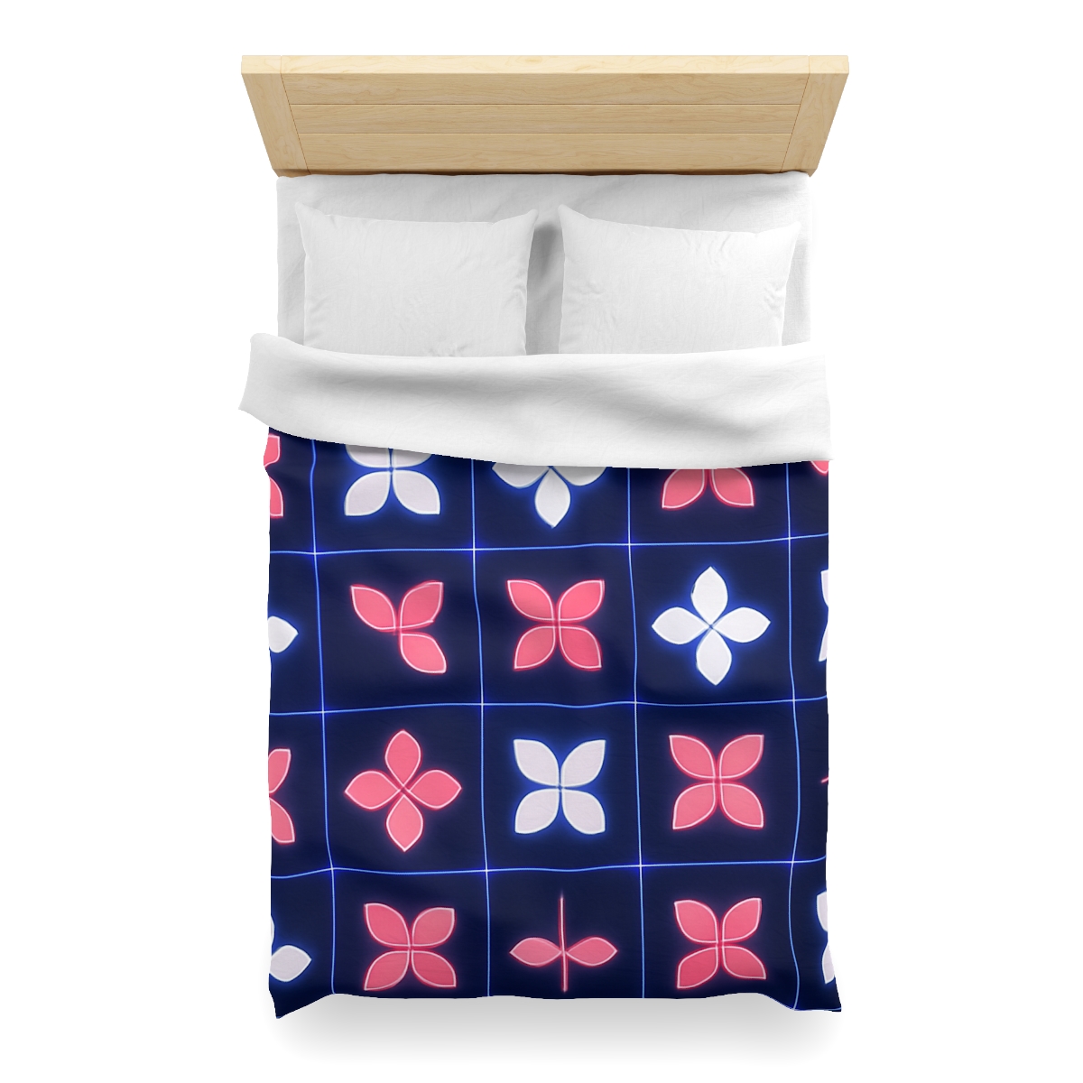 Quantum Blossom Grid designer printed duvets