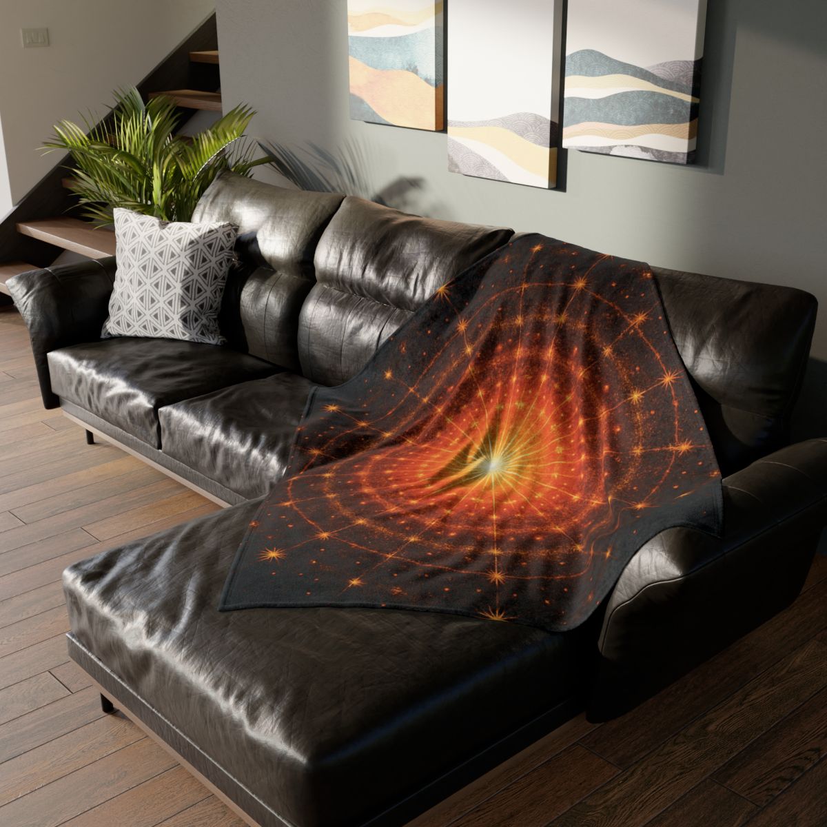 Photon Burst Mandala designer printed blankets