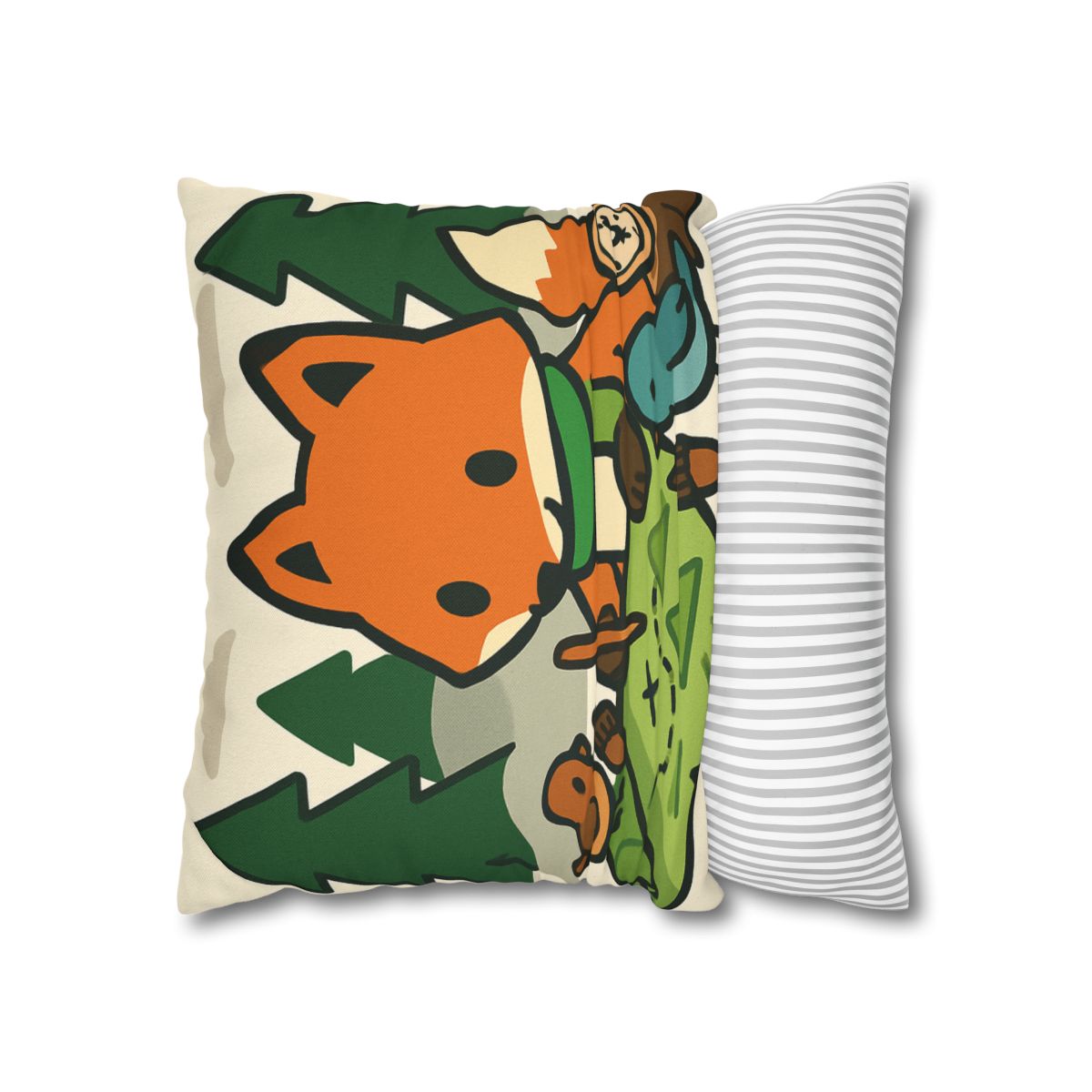 The Map Making Fox In Misty Pines designer print pillow cases