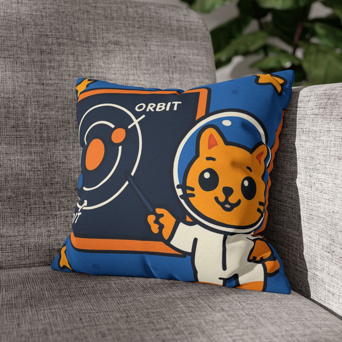 Comet Classroom Cat And The Orbit Chalkboard stylish decorative pillowcases