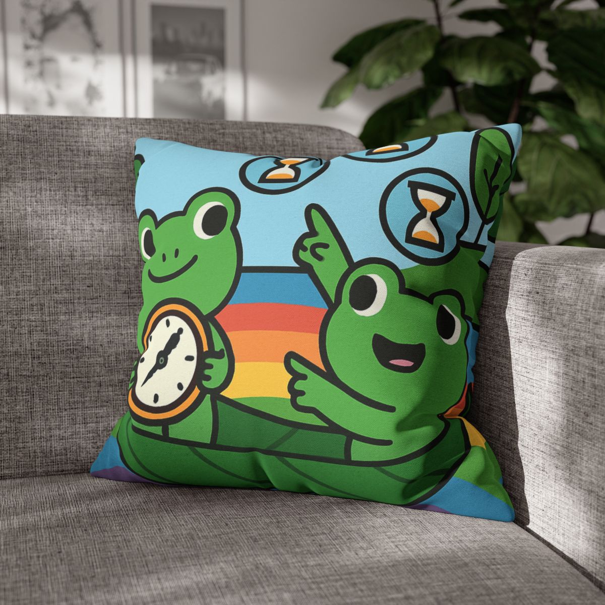 Rainbow River Time Travel Frogs custom pillow cases