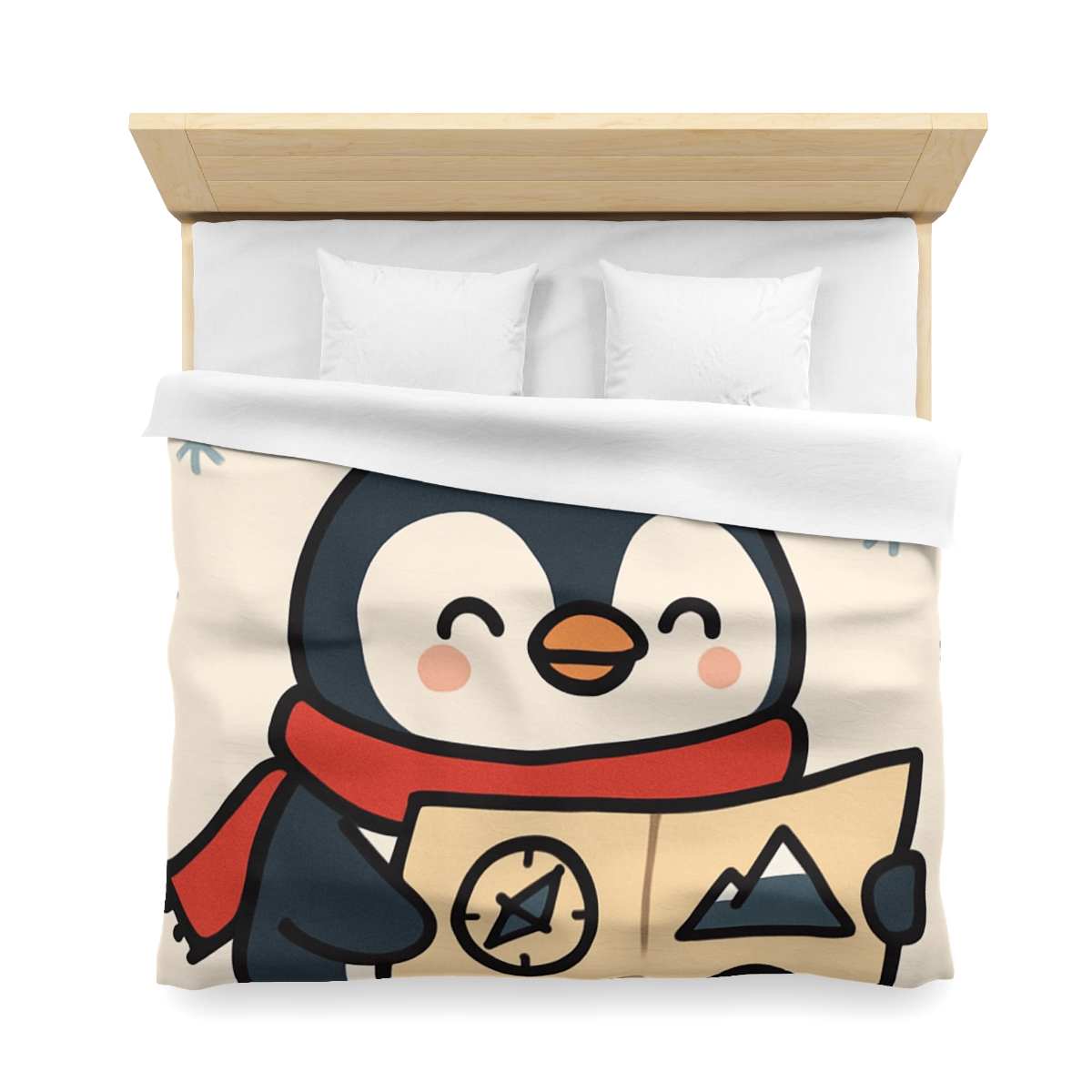 Polar Lights Penguin Map Quest designer printed duvets