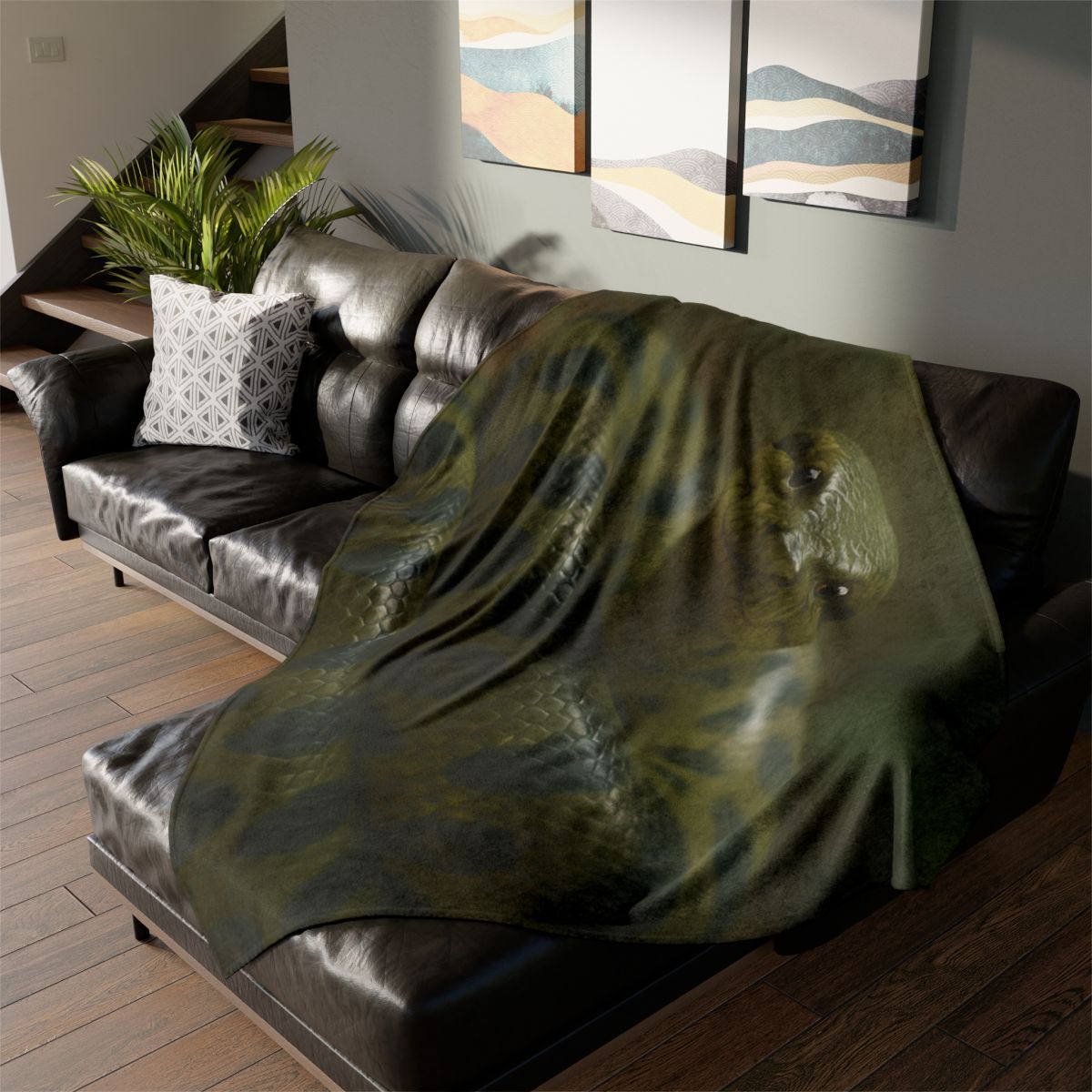 Starlit Coil Green Anaconda decorative home blankets