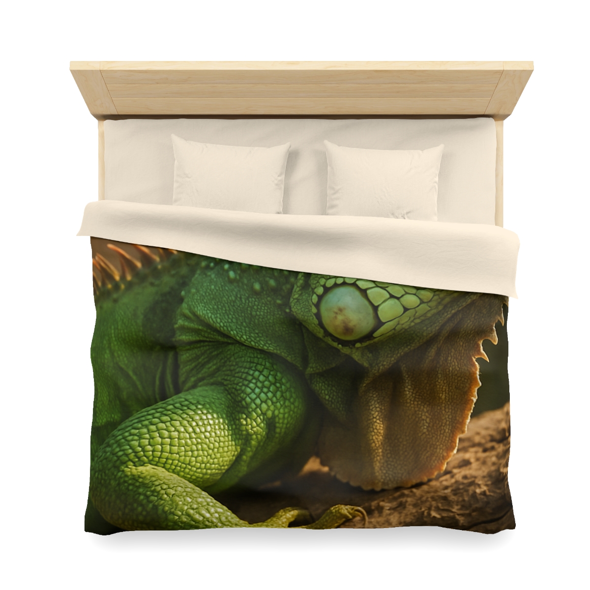 Sunlit Perch Green Iguana custom duvets