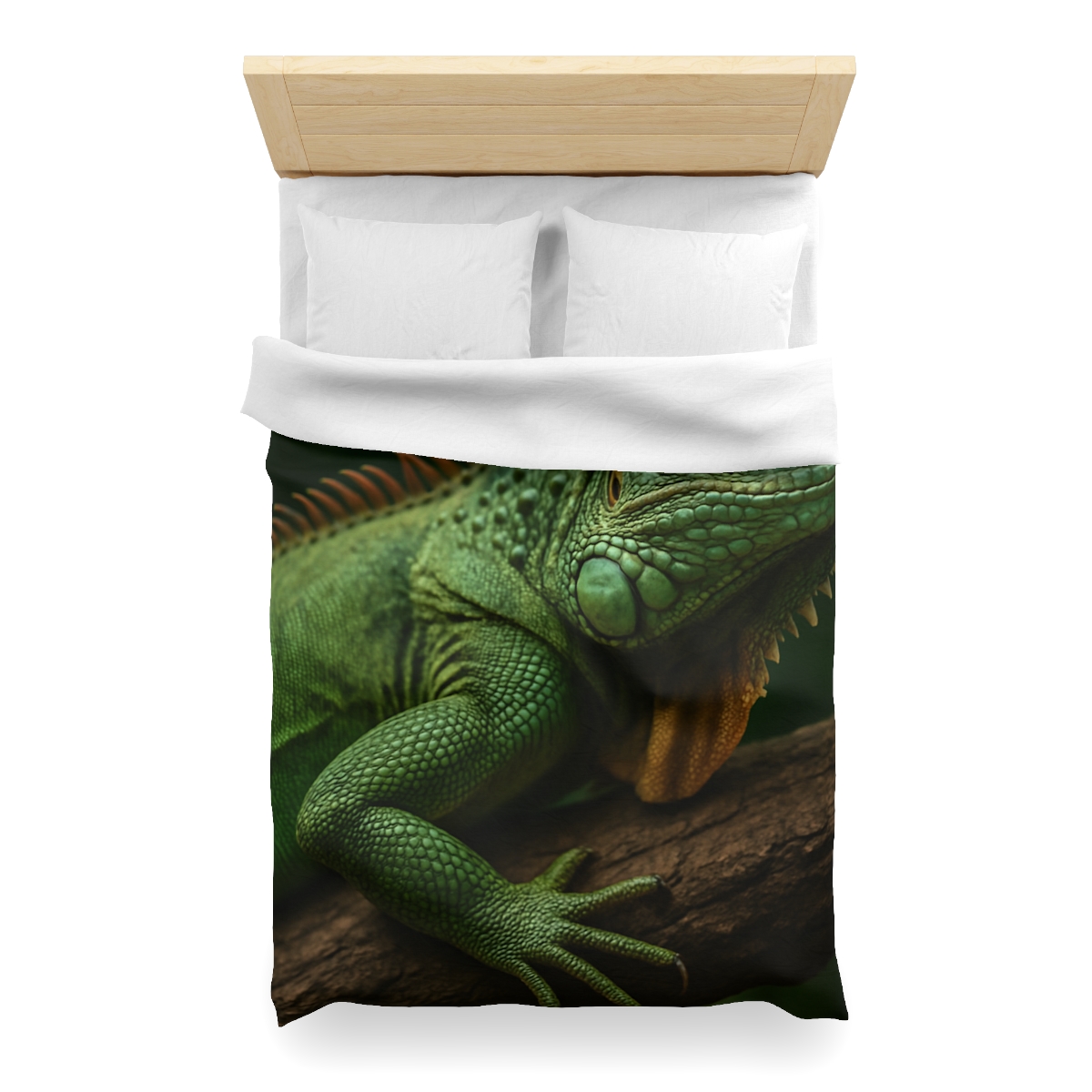 Sunlit Perch Green Iguana unique patterned duvets