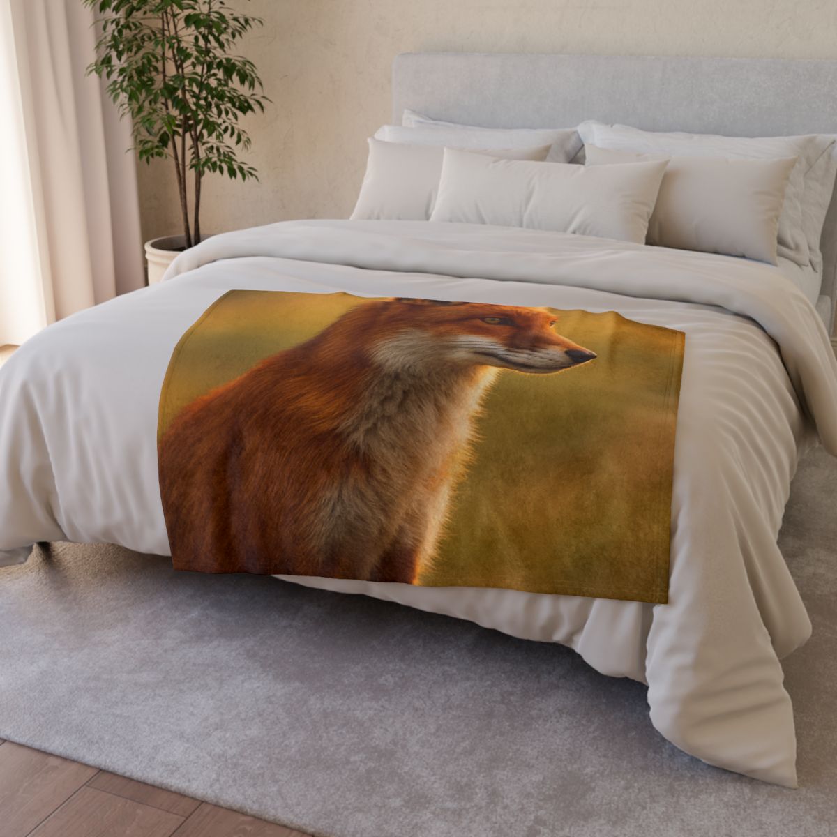Crimson Whisper Red Fox personalized cozy blankets