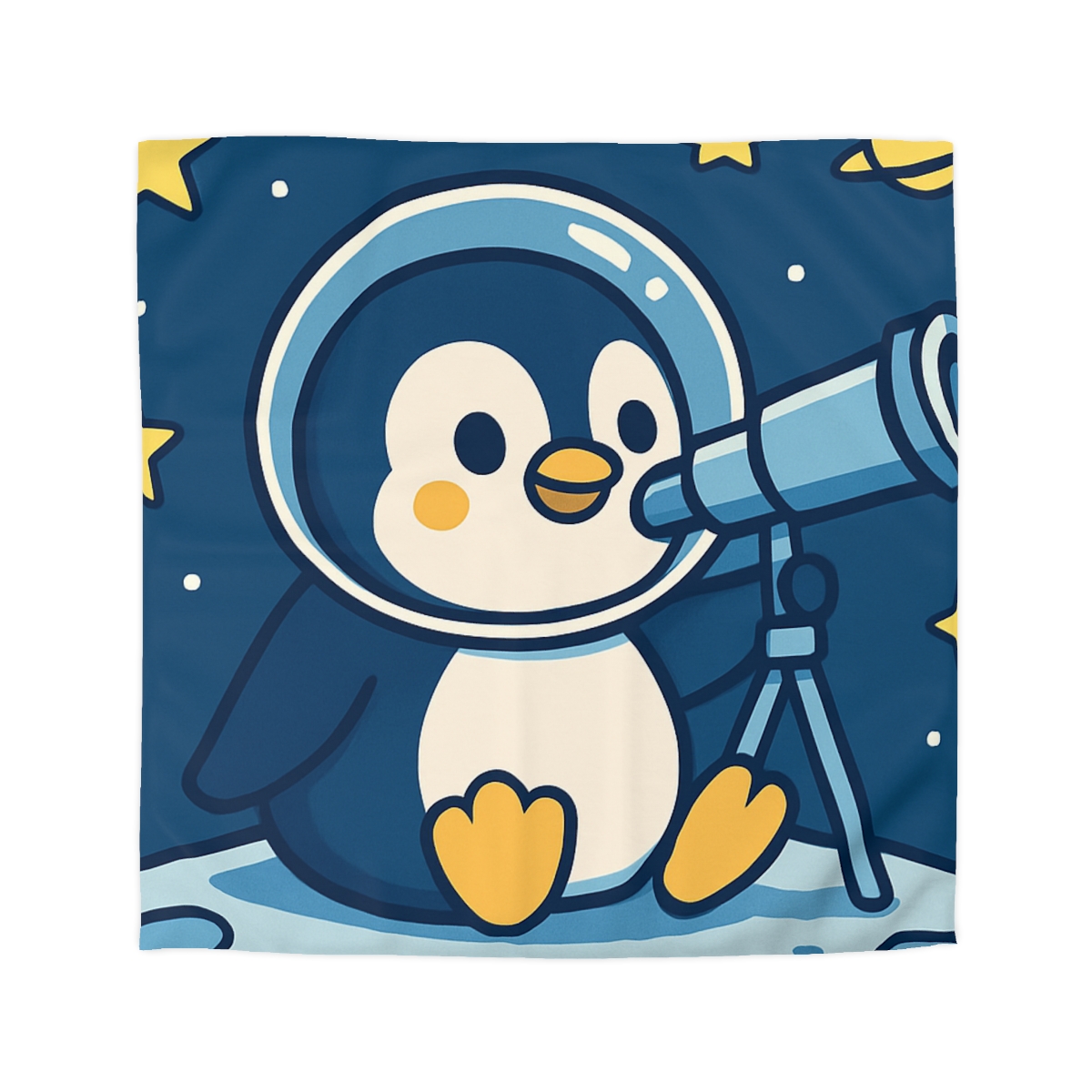 Stargazing Penguin On The Moon personalized bedding duvets