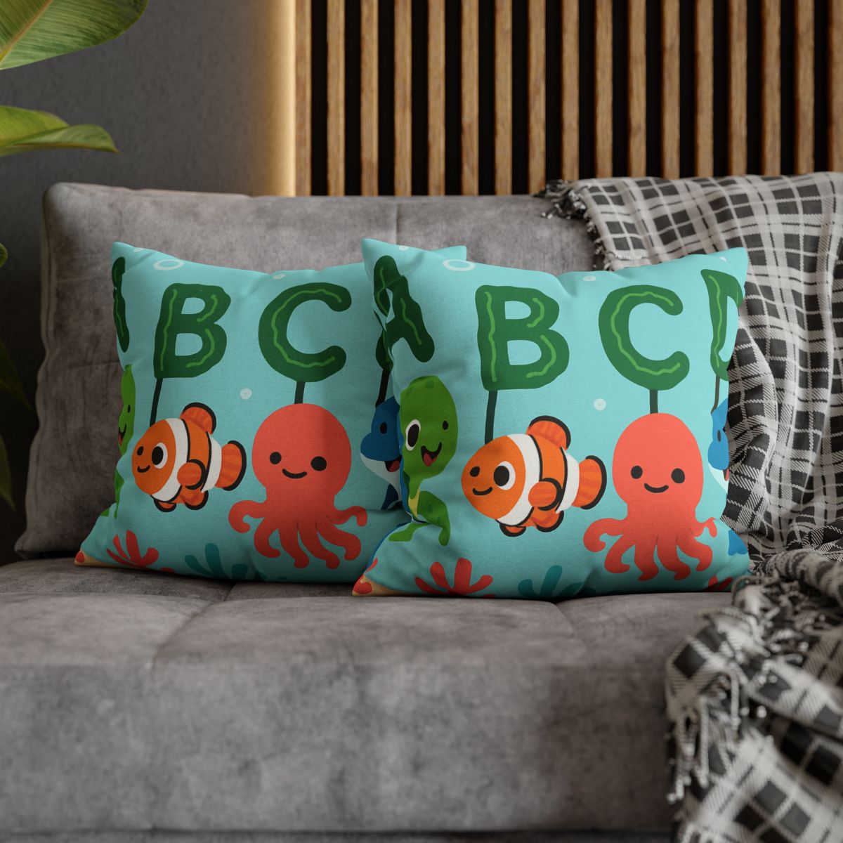 Coral Reef Alphabet Parade soft cotton pillow cases