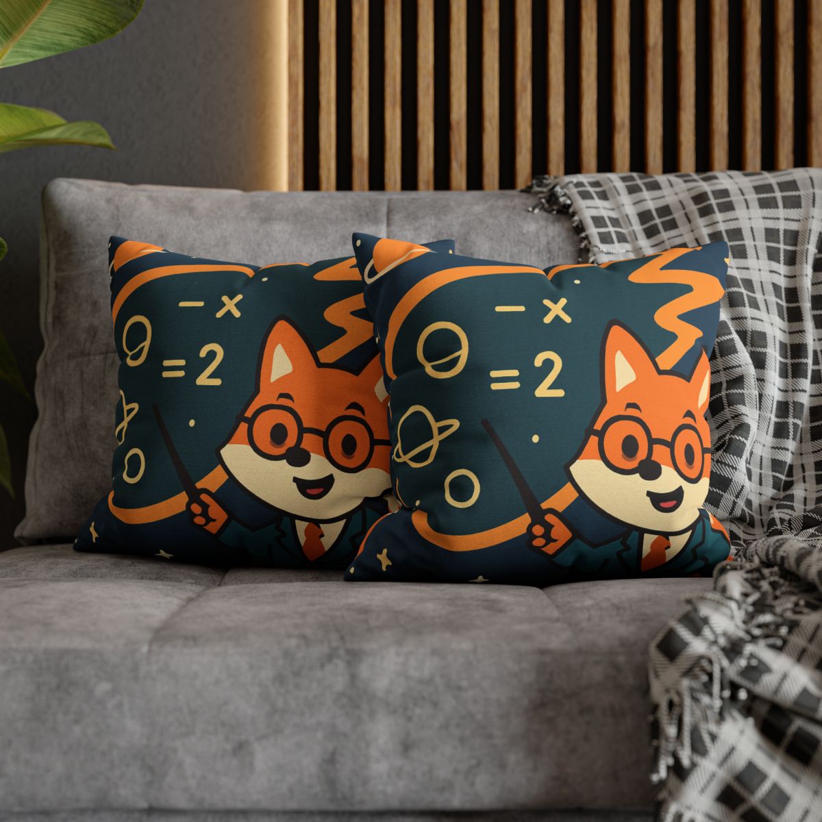 Comet Classroom With A Curious Fox designer print pillow cases
