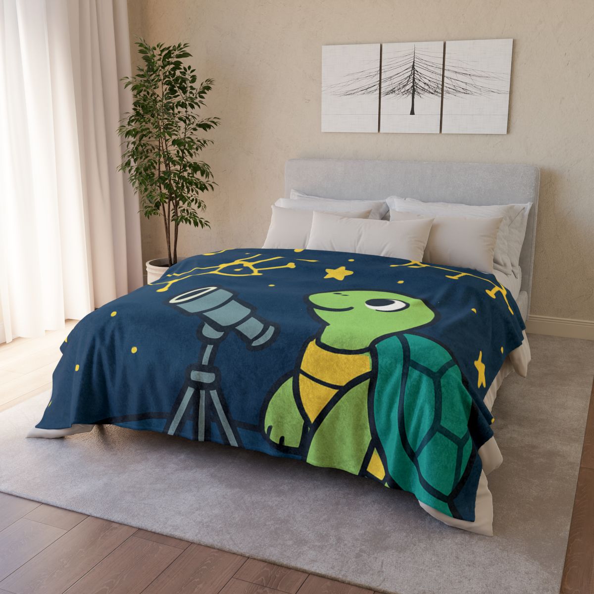 Stargazing Space Turtle trendy patterned blankets