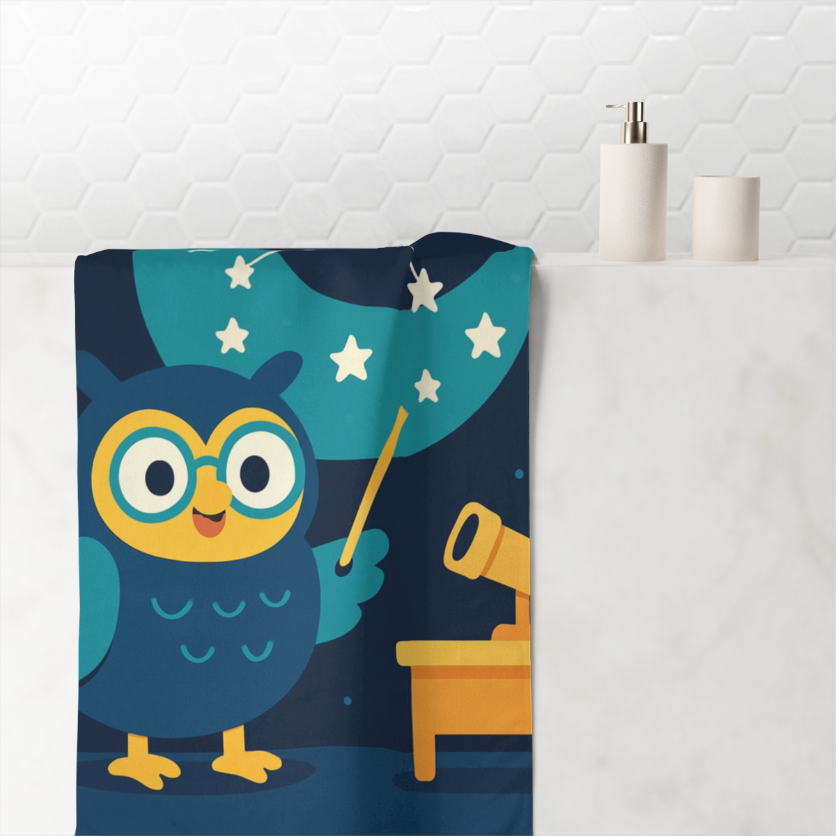 Comet Classroom Owl designer printed towels