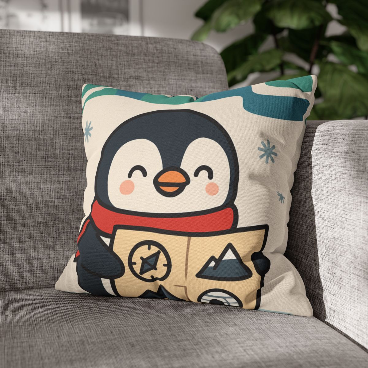 Polar Lights Penguin Map Quest comfortable bedding pillow covers