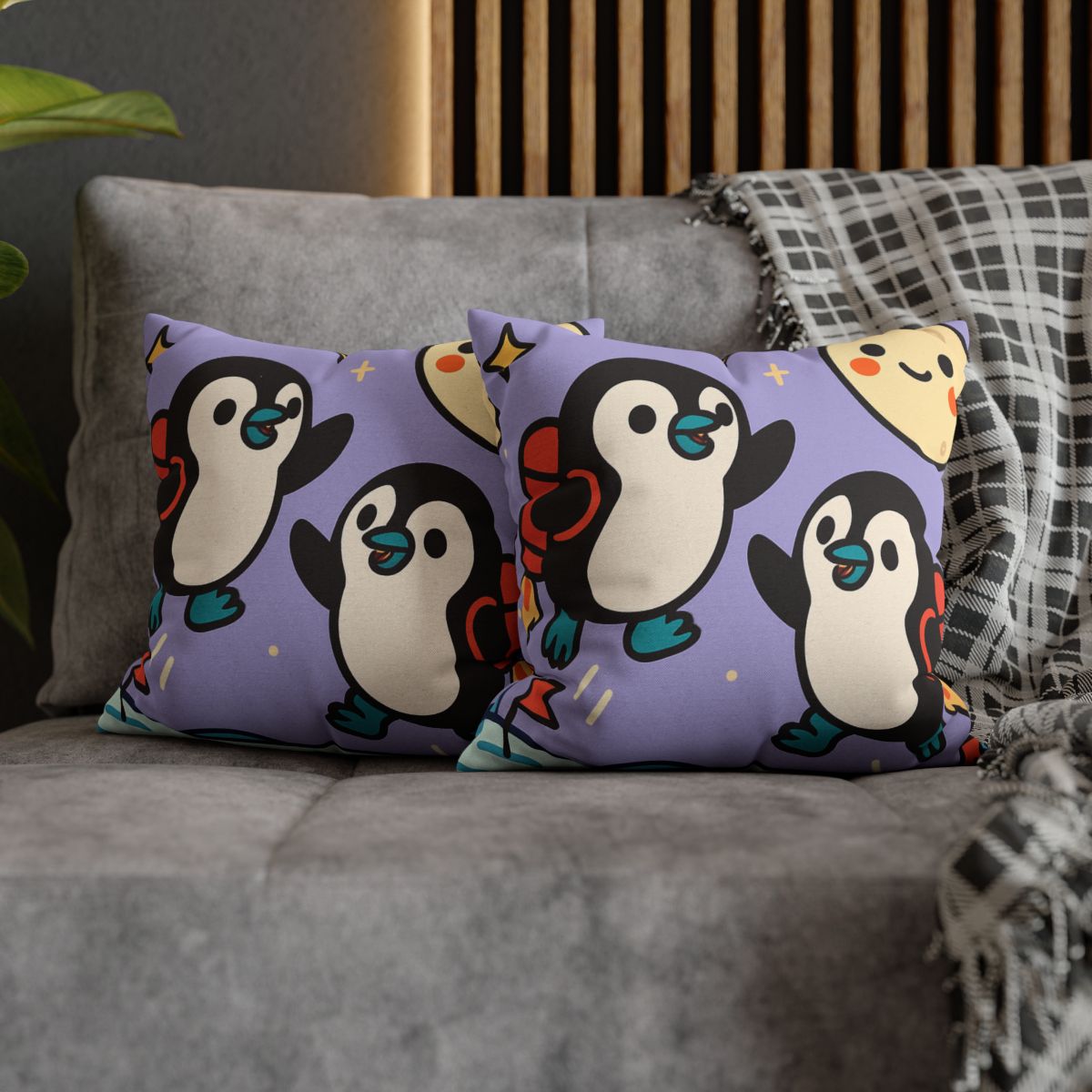 Rocket Penguin Explorers soft cotton pillow cases
