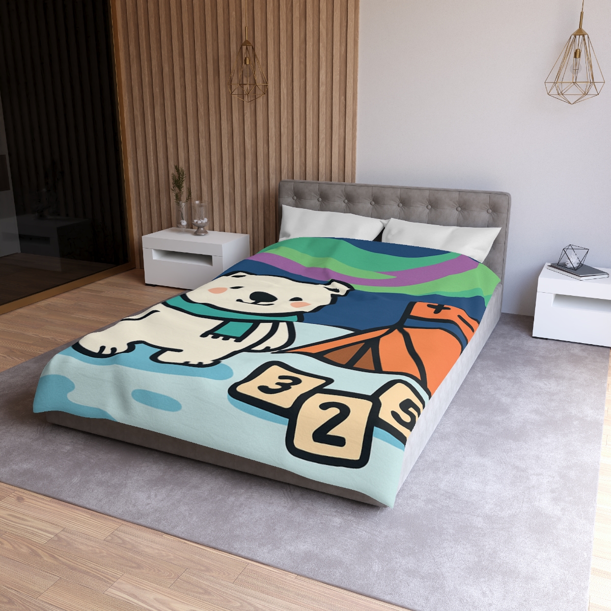 Polar Bear Aurora Math Camp stylish duvet covers