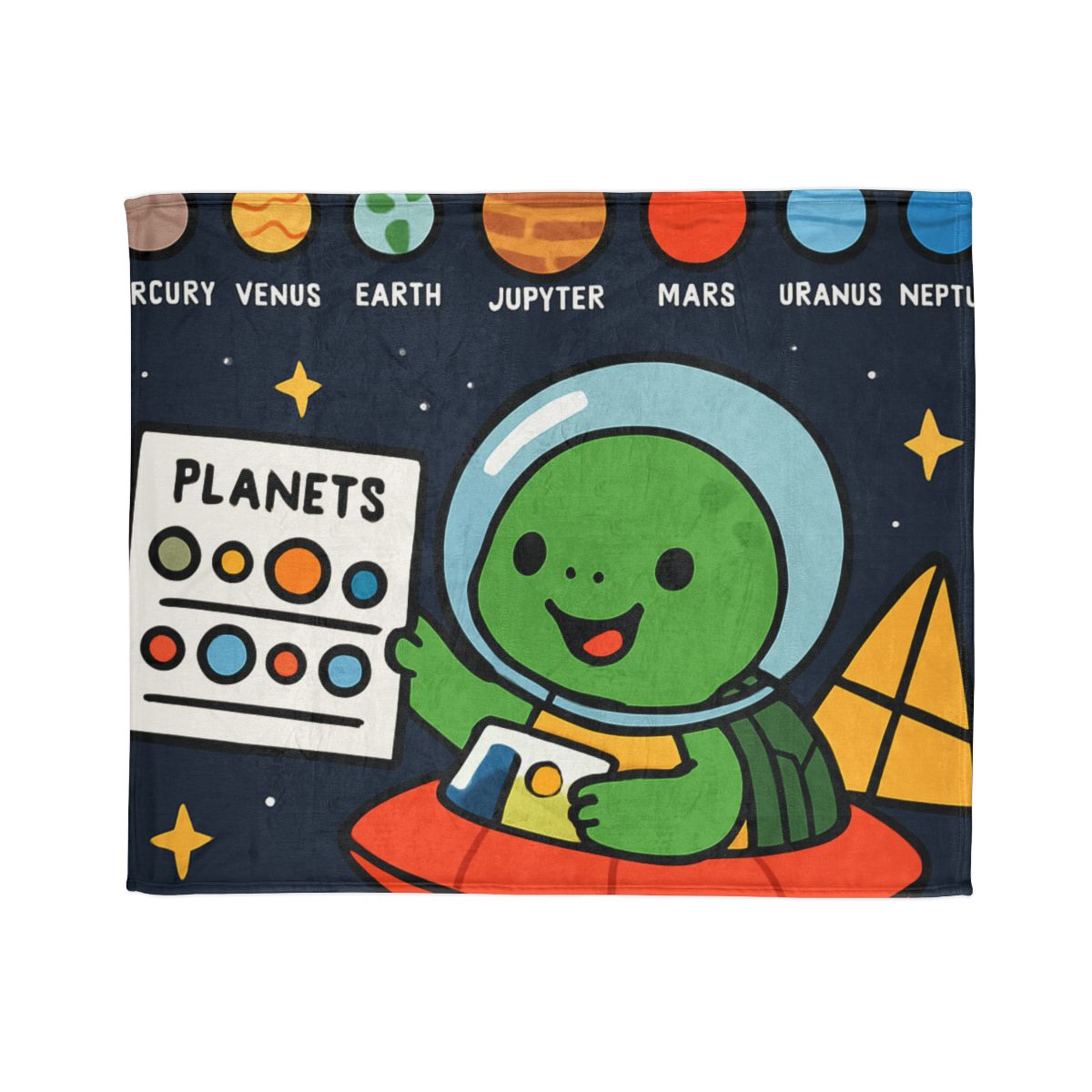 Solar Sail Turtle And The Planetary Parade personalized cozy blankets