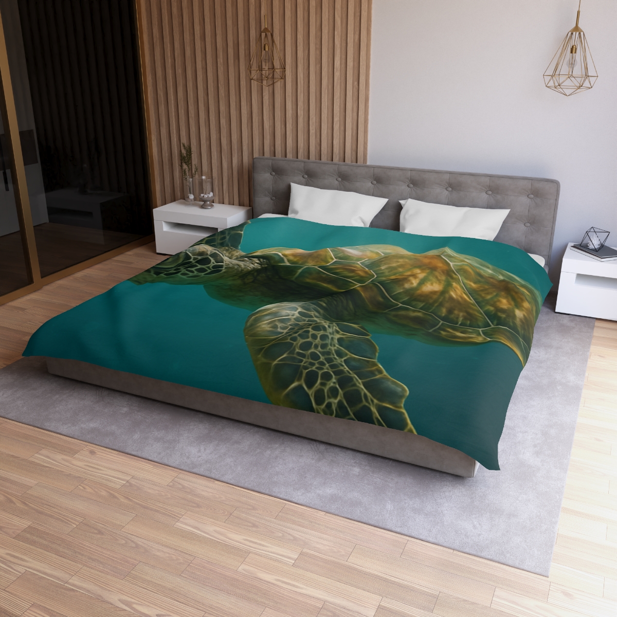 Gilded Drift Green Sea Turtle stylish duvet covers